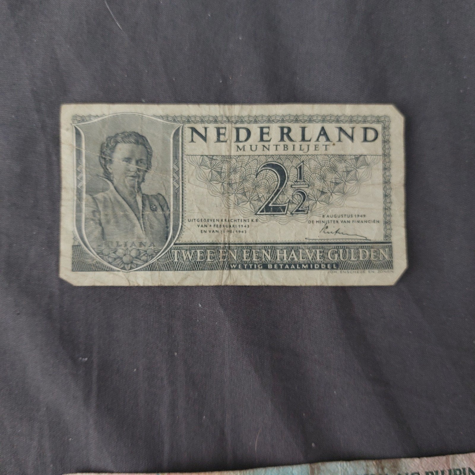 Nederlands Muntbiljet 2½ Gulden Juliana 1949, Postzegels en Munten, Ophalen of Verzenden