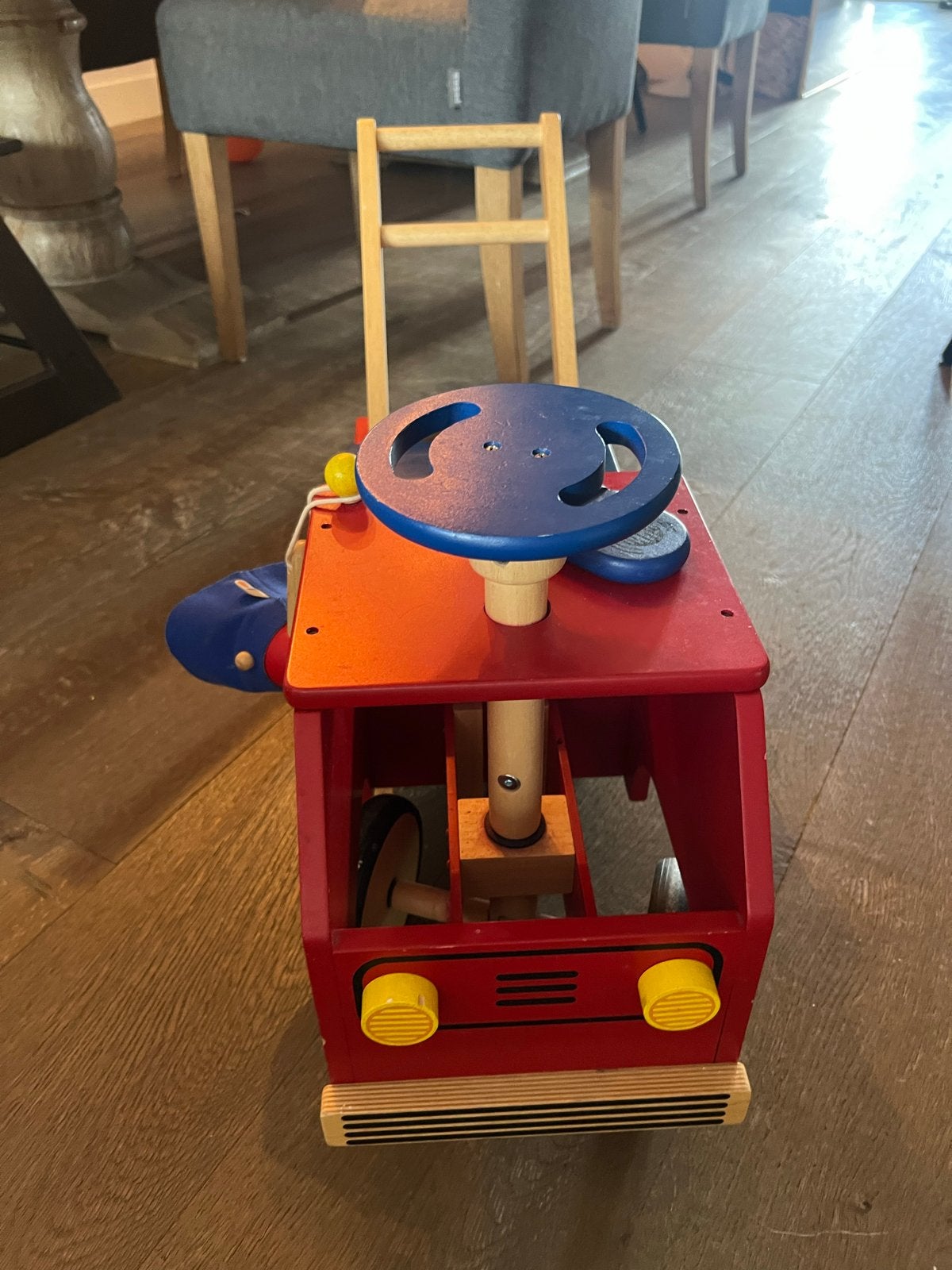 Houten Brandweerauto Loopwagen met Accessoires, Ophalen, Gebruikt