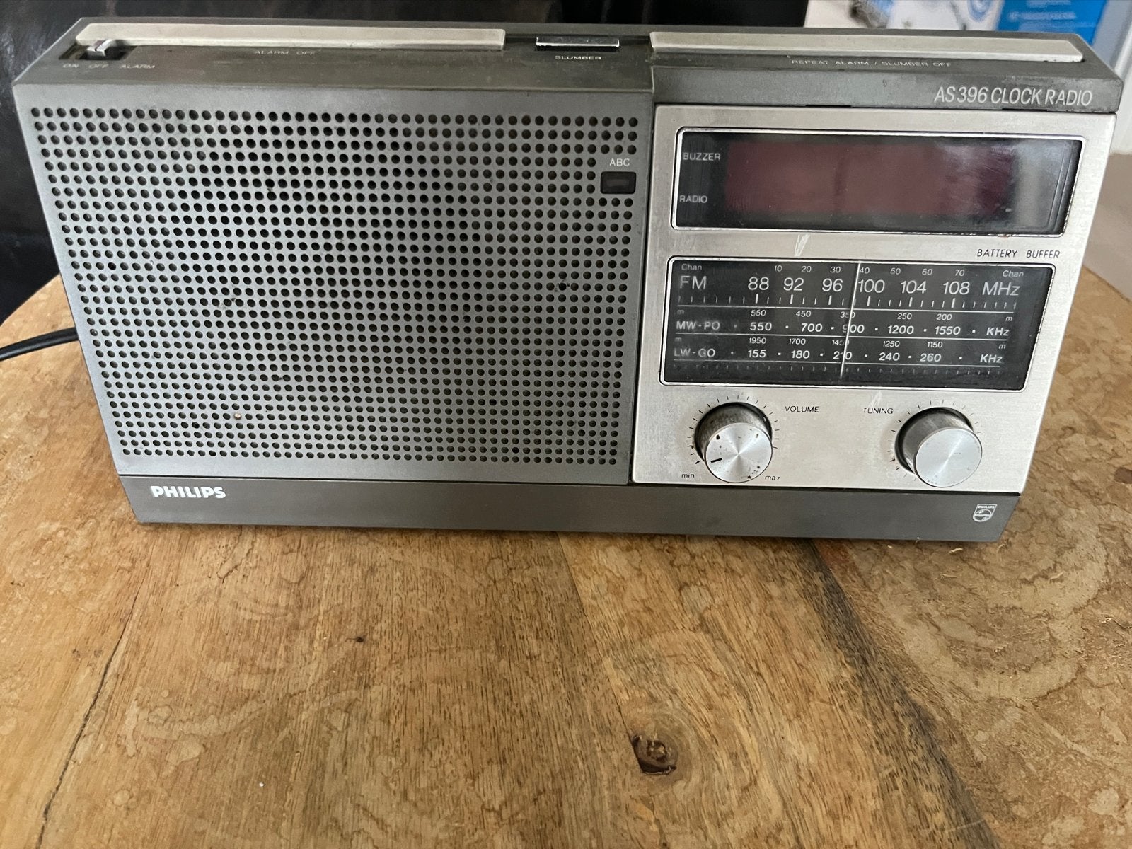 Philips AS396 Clock Radio - Vintage Wekker Radio, Ophalen of Verzenden, Gebruikt, Radio