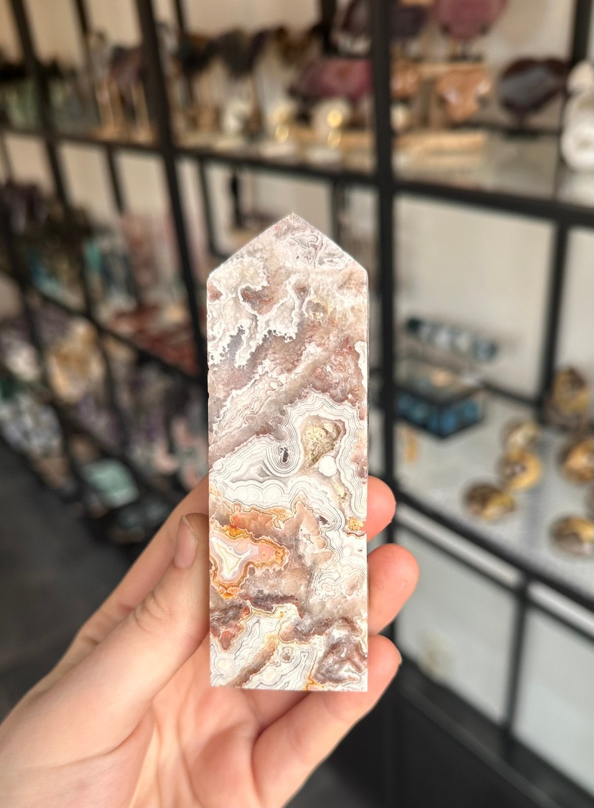Prachtige crazy lace agaat punt!, Ophalen of Verzenden