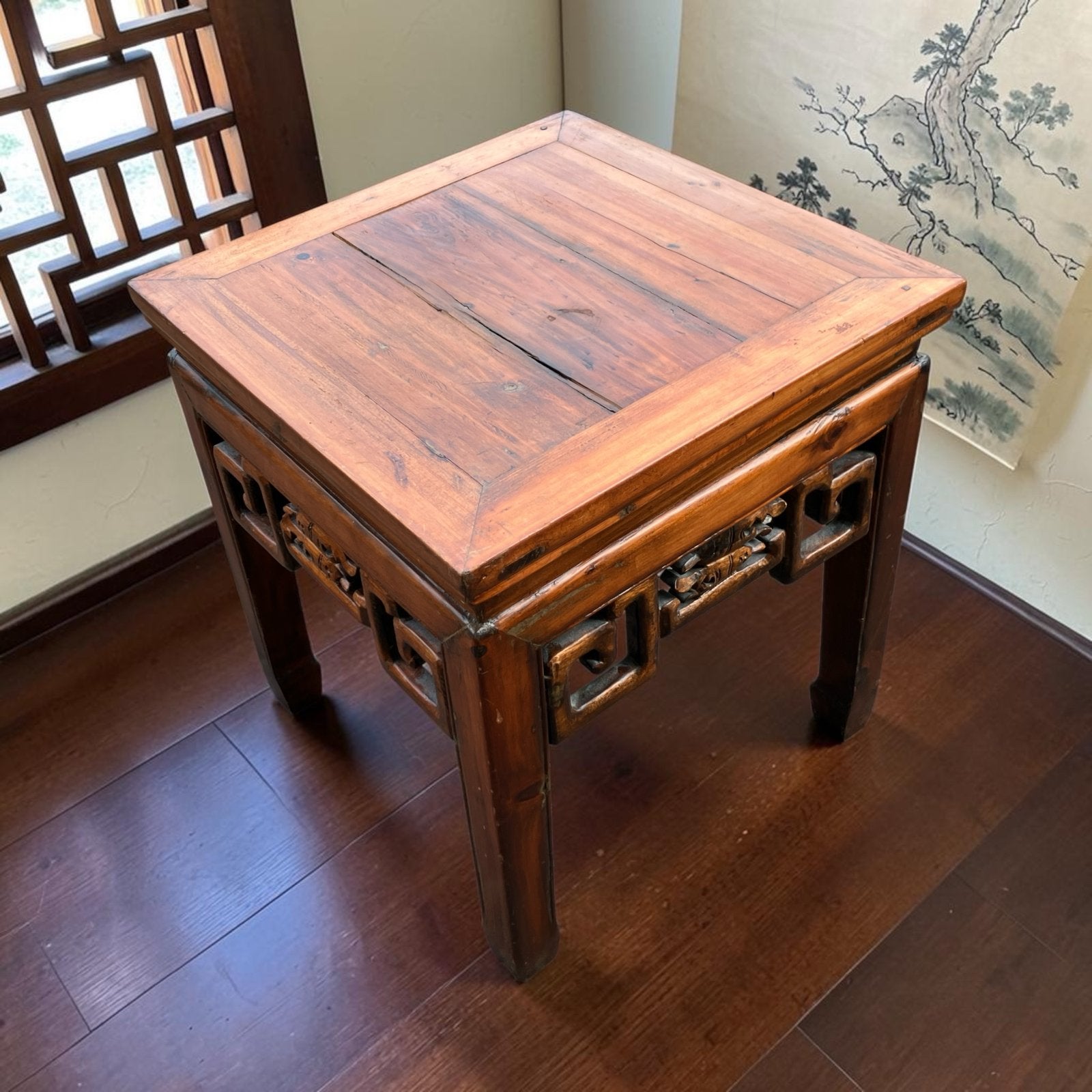 Vintage Chinese houten salontafel - 45x45x50 cm, Antiek en Kunst, Antiek | Meubels | Tafels, Ophalen