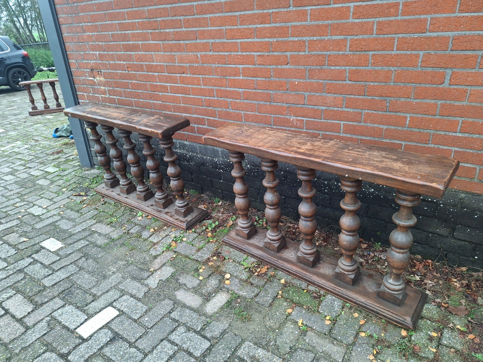 2 Antieke Balustrades - Decoratieve Houten Balusters, Ophalen
