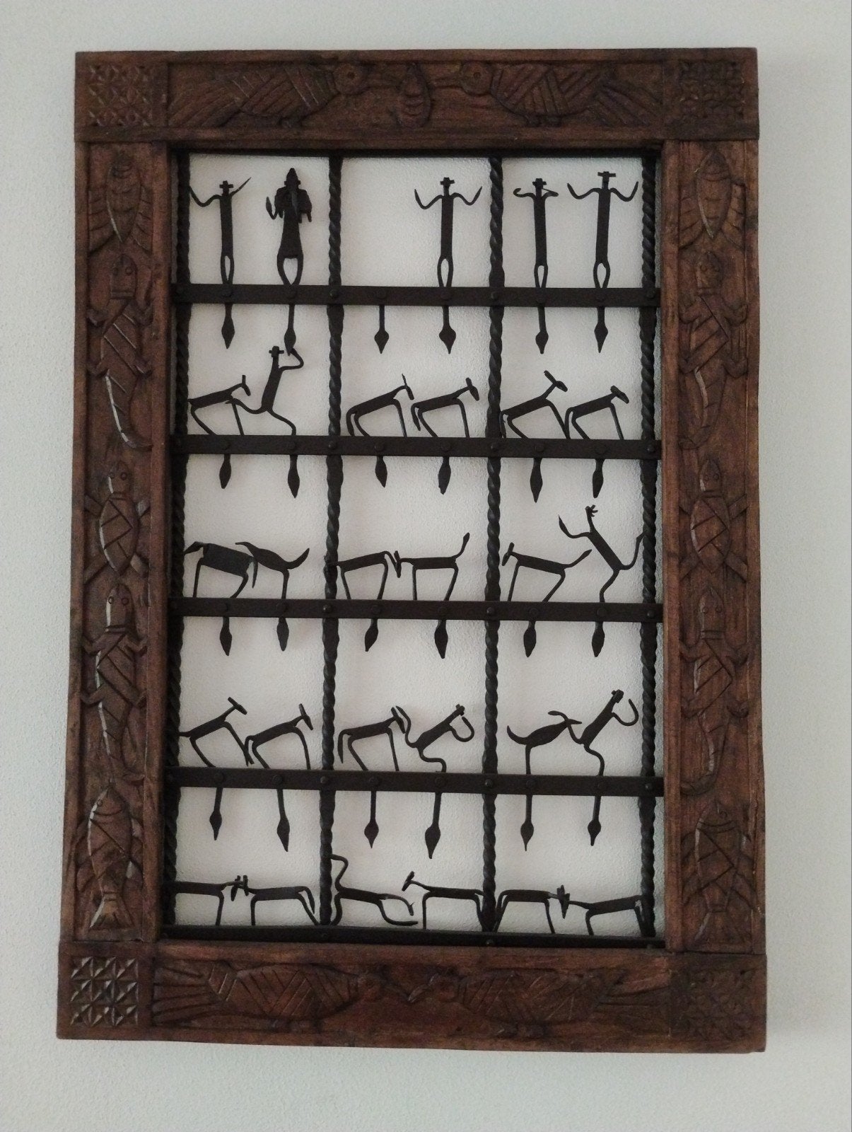 Houten wanddecoratie met Afrikaanse figuren, 100x70 cm, Ophalen