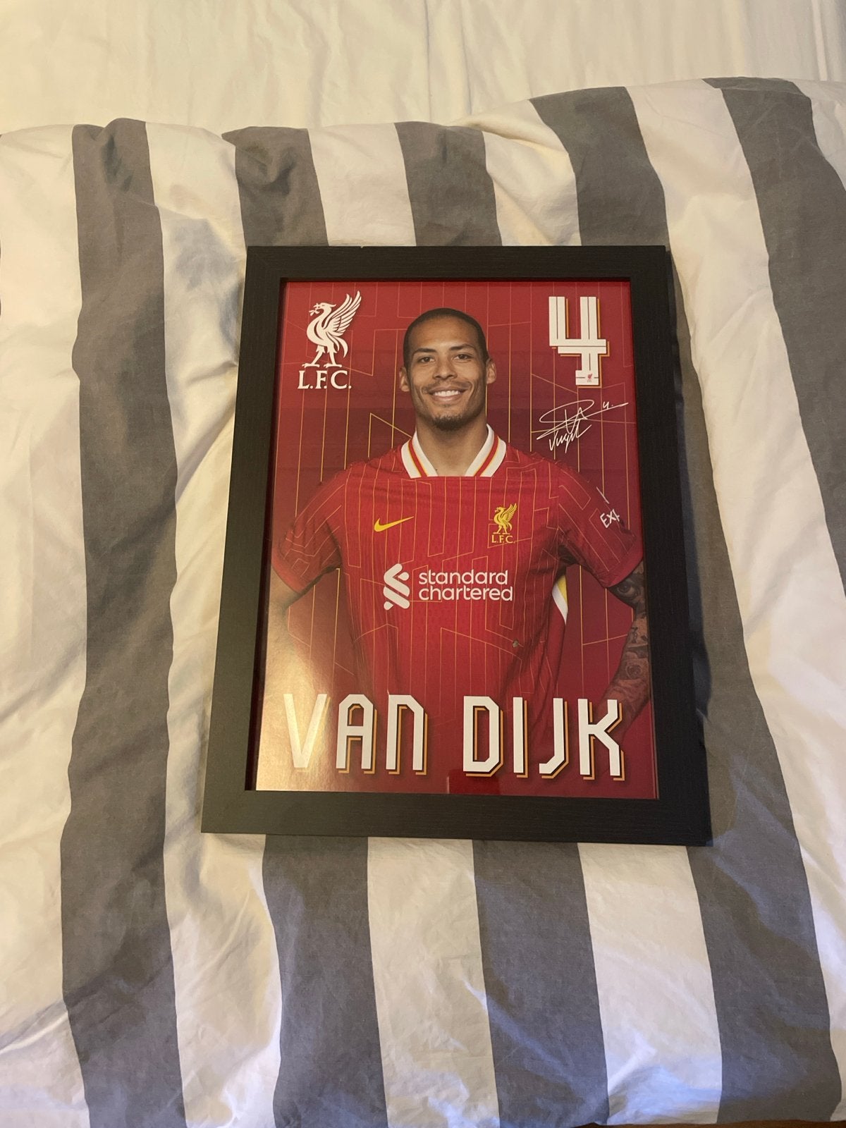 Virgil van Dijk ingelijste print - Liverpool FC, 50 – 75, Minder dan 50 cm, Ophalen of Verzenden, Print