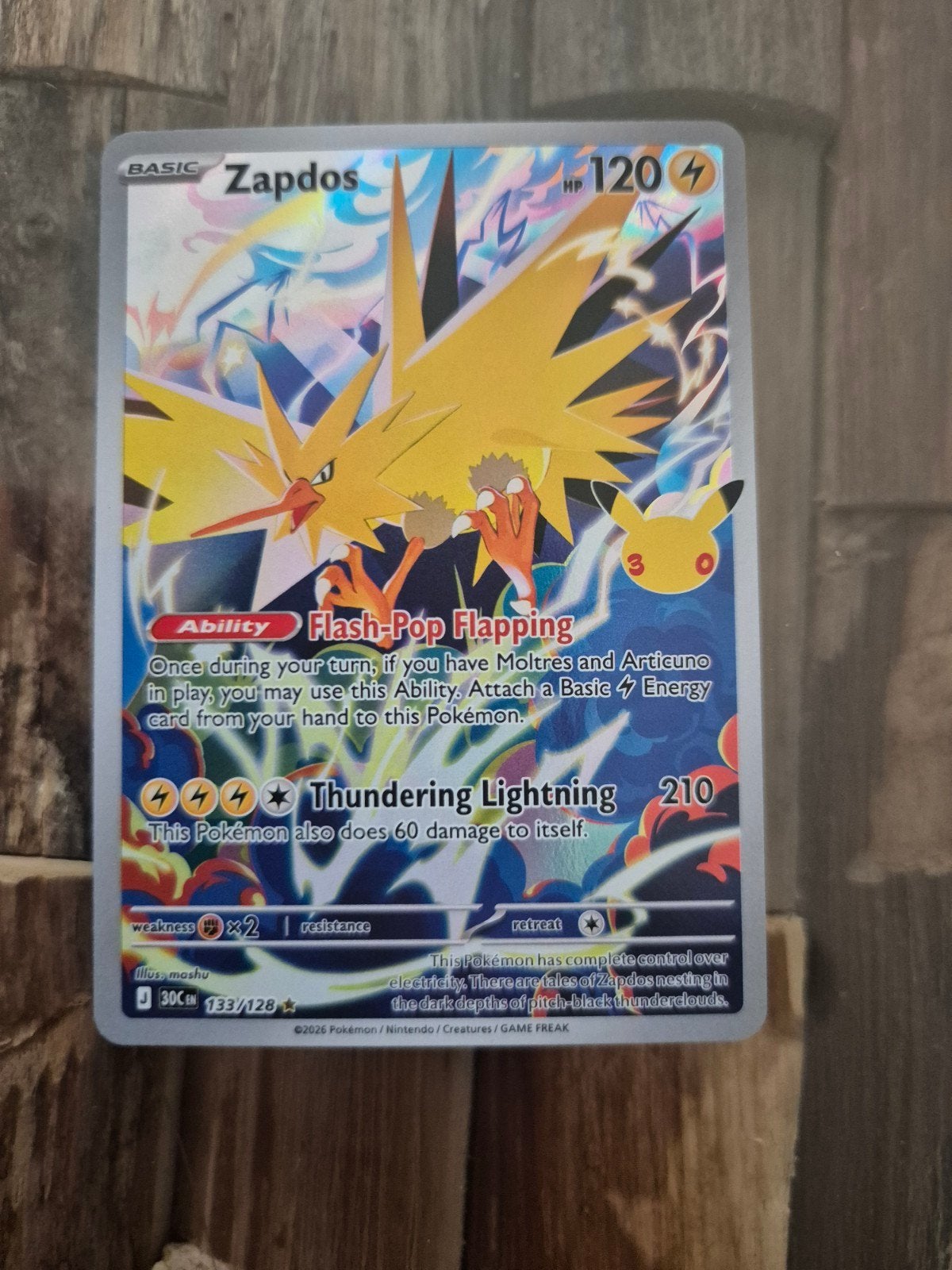 Pokemon Zapdos Celebrations Full Art 133/128, Ophalen of Verzenden, Nieuw, Losse kaart