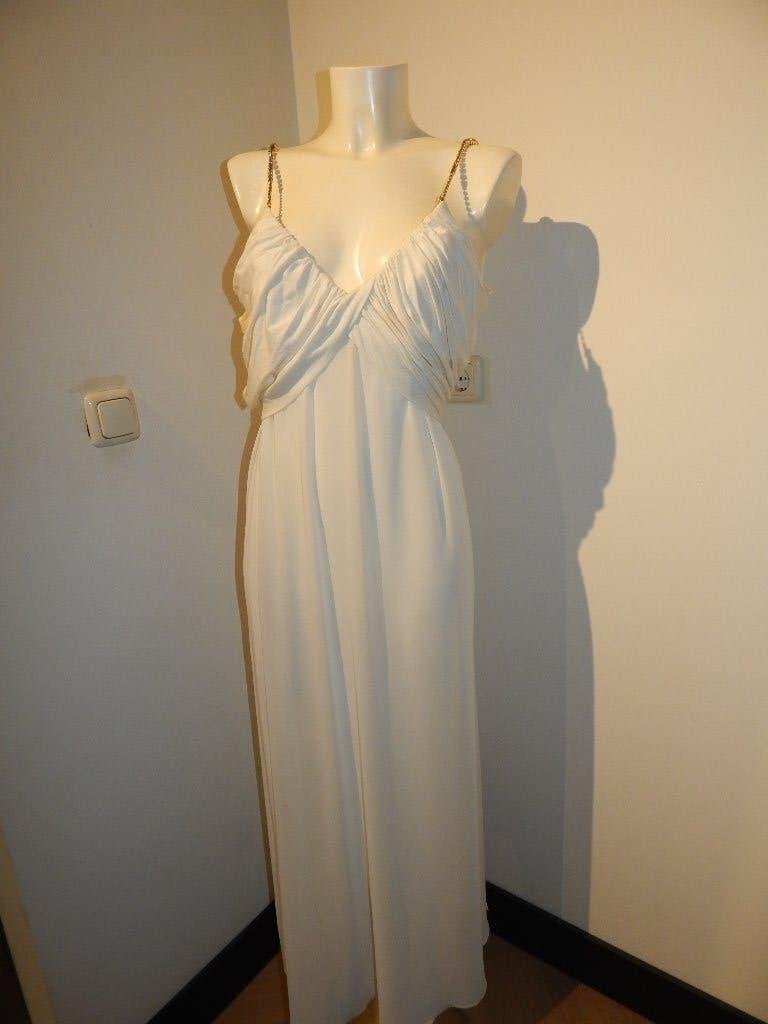 Ritmo di Perla la perla maxi dress wit goud band stenen I42