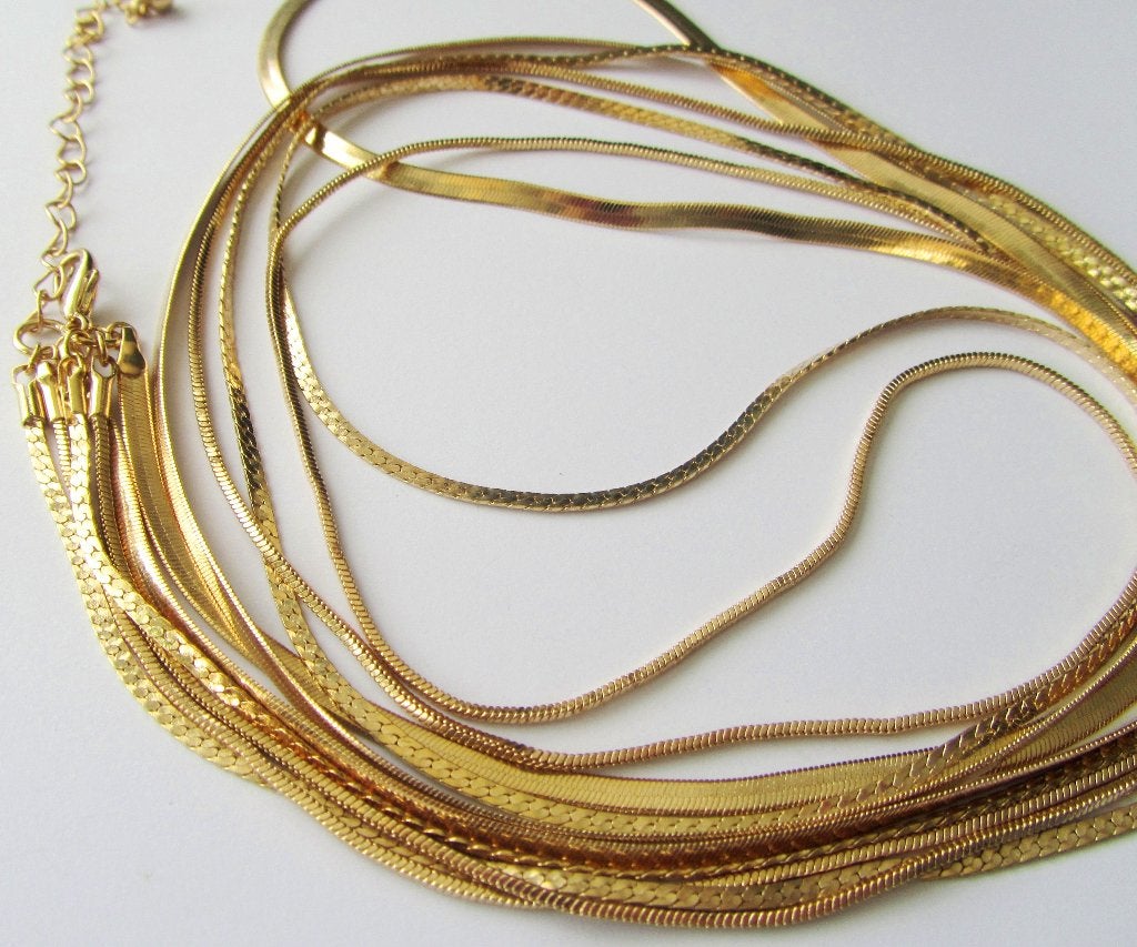 Prachtige lange vintage ketting collier verguld, Ophalen, Zo goed als nieuw, Goud, Overige materialen