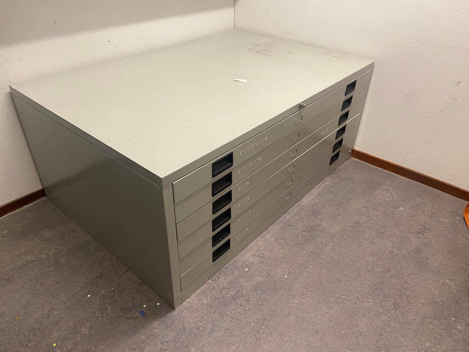 Industriële metalen ladekast / tekenkast met 6 laden, Ophalen, Gebruikt, 100 tot 150 cm, 5 laden of meer