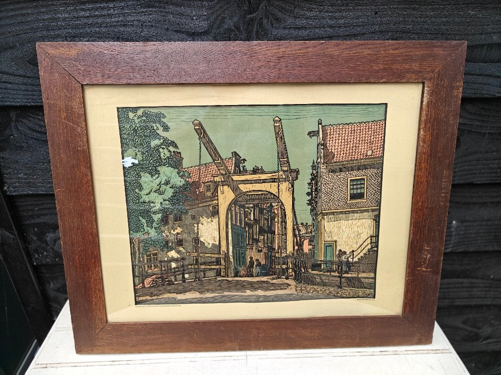 wanddecoratie in eiken lijst, Antiek en Kunst, Kunst | Schilderijen | Klassiek, Ophalen