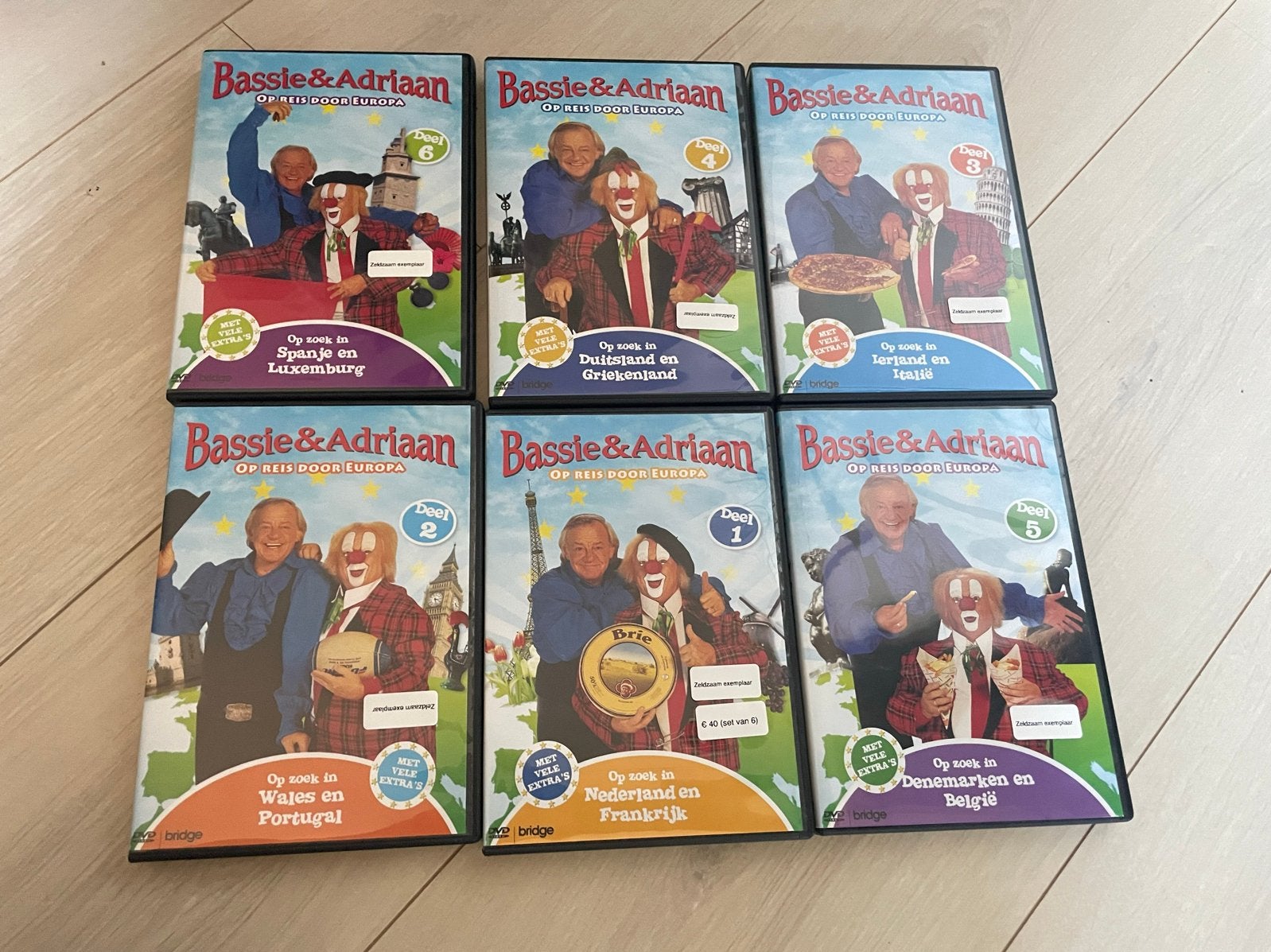 Bassie & Adriaan Op Reis Door Europa DVD set (6 delen), Gebruikt, Verzamelbox, Verzenden, Alle leeftijden