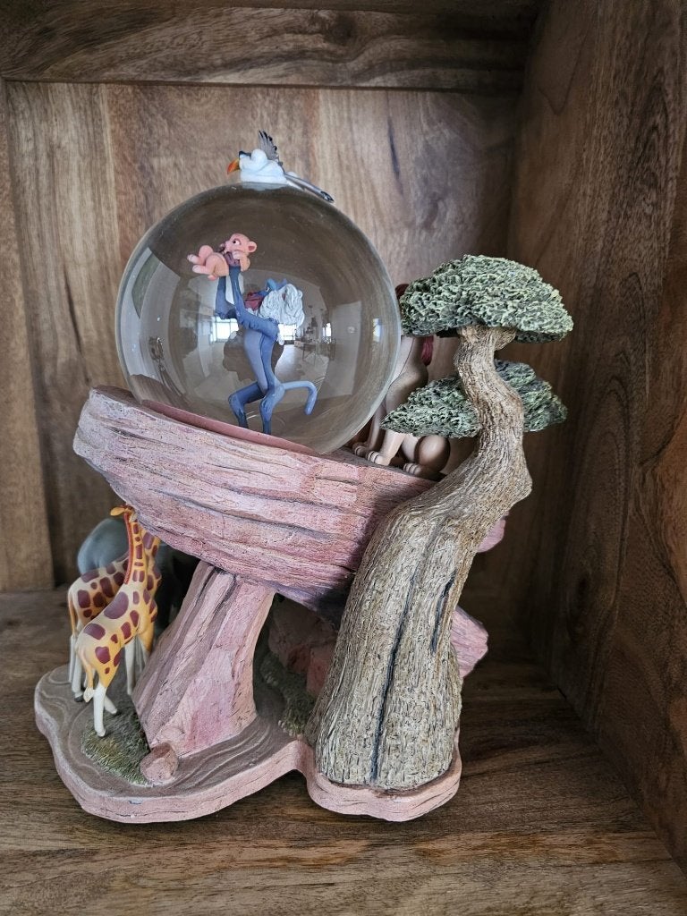 Vintage snowglobe Circle of Life met muziek, Ophalen, Leeuwenkoning of Jungle Boek, Zo goed als nieuw, Beeldje of Figuurtje