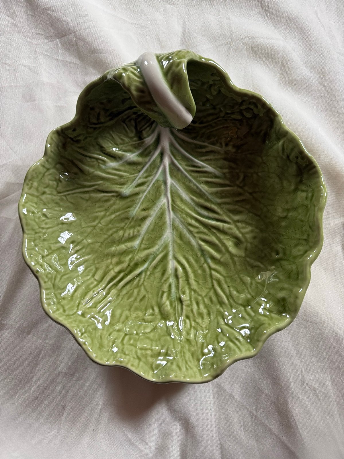 Grote Bordallo Pinheiro Koolblad Schaal - Vintage Servies, Ophalen of Verzenden