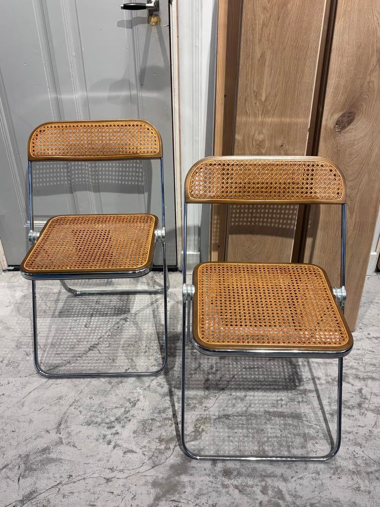 2x Plia Stoelen Giancarlo Piretti voor Anonima Castelli, Huis en Inrichting, Stoelen, Ophalen, Twee, Bruin, Zo goed als nieuw