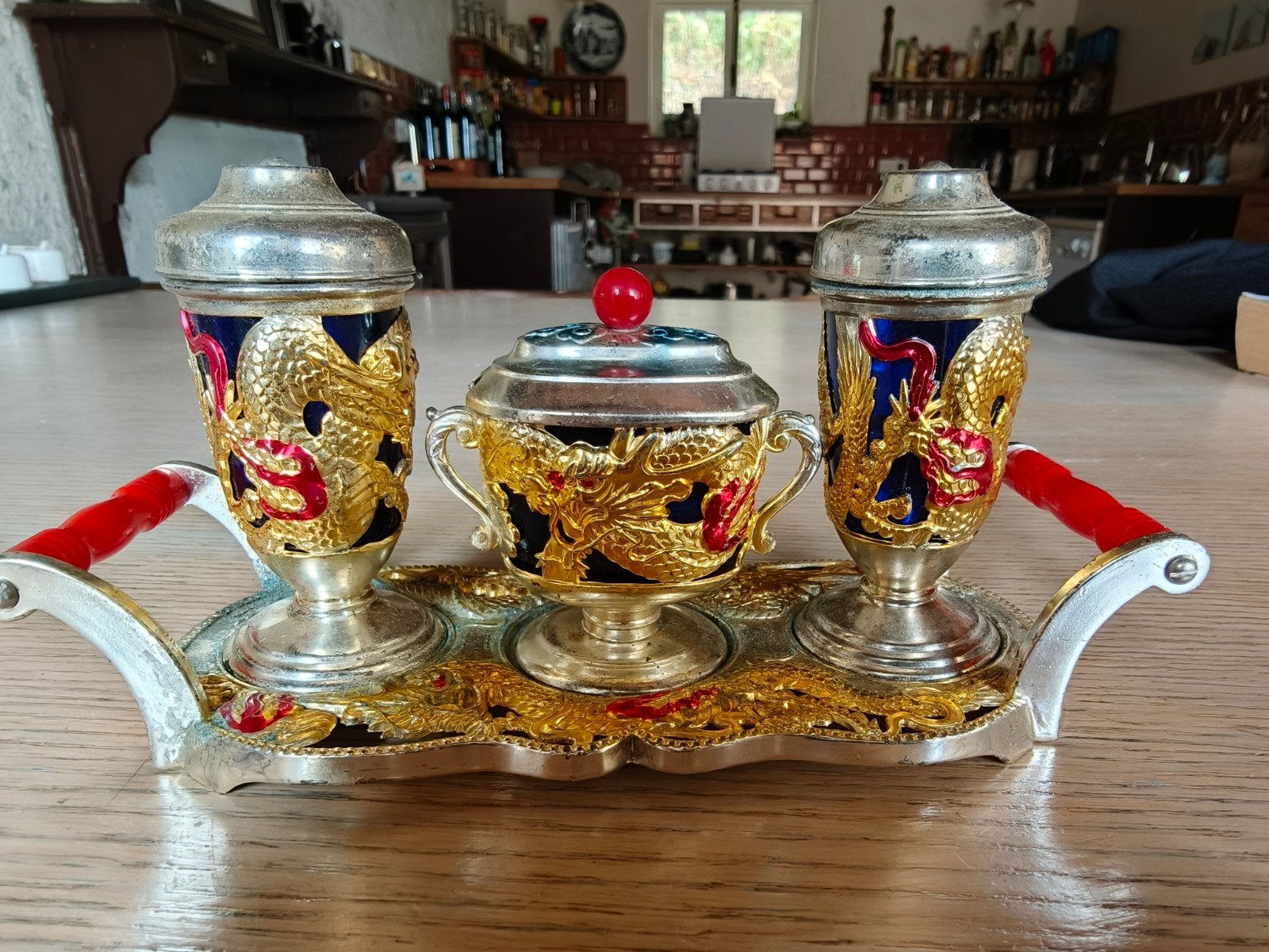 Vintage japans Kruidenrekje met Drakenmotief, Ophalen of Verzenden