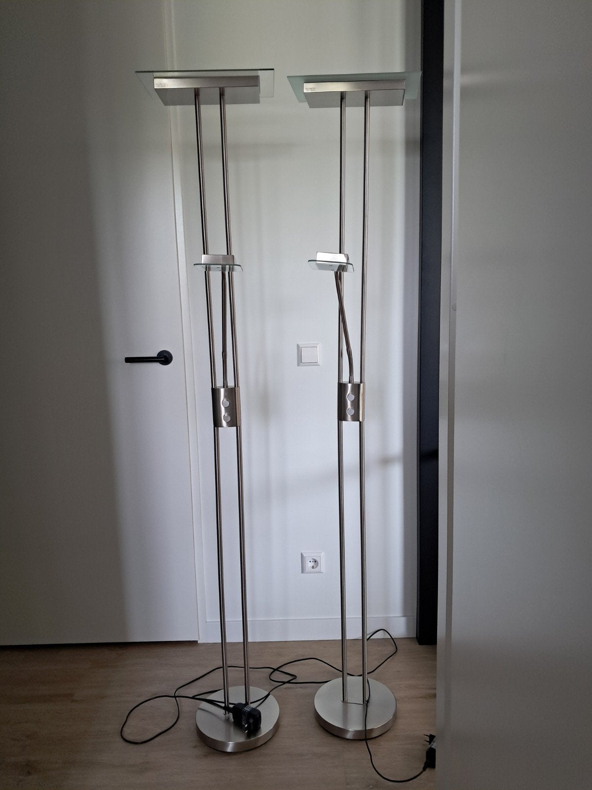 Moderne stalen vloerlampen met leesarm 'QazQa', Ophalen, Zo goed als nieuw, Glas, 150 tot 200 cm