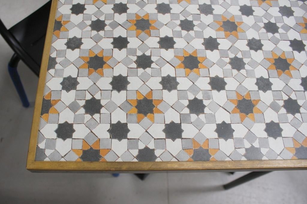 4 x hippe vierkante tuintafel eettafel gekleurd mozaiek, Ophalen, Gebruikt, Vierkant