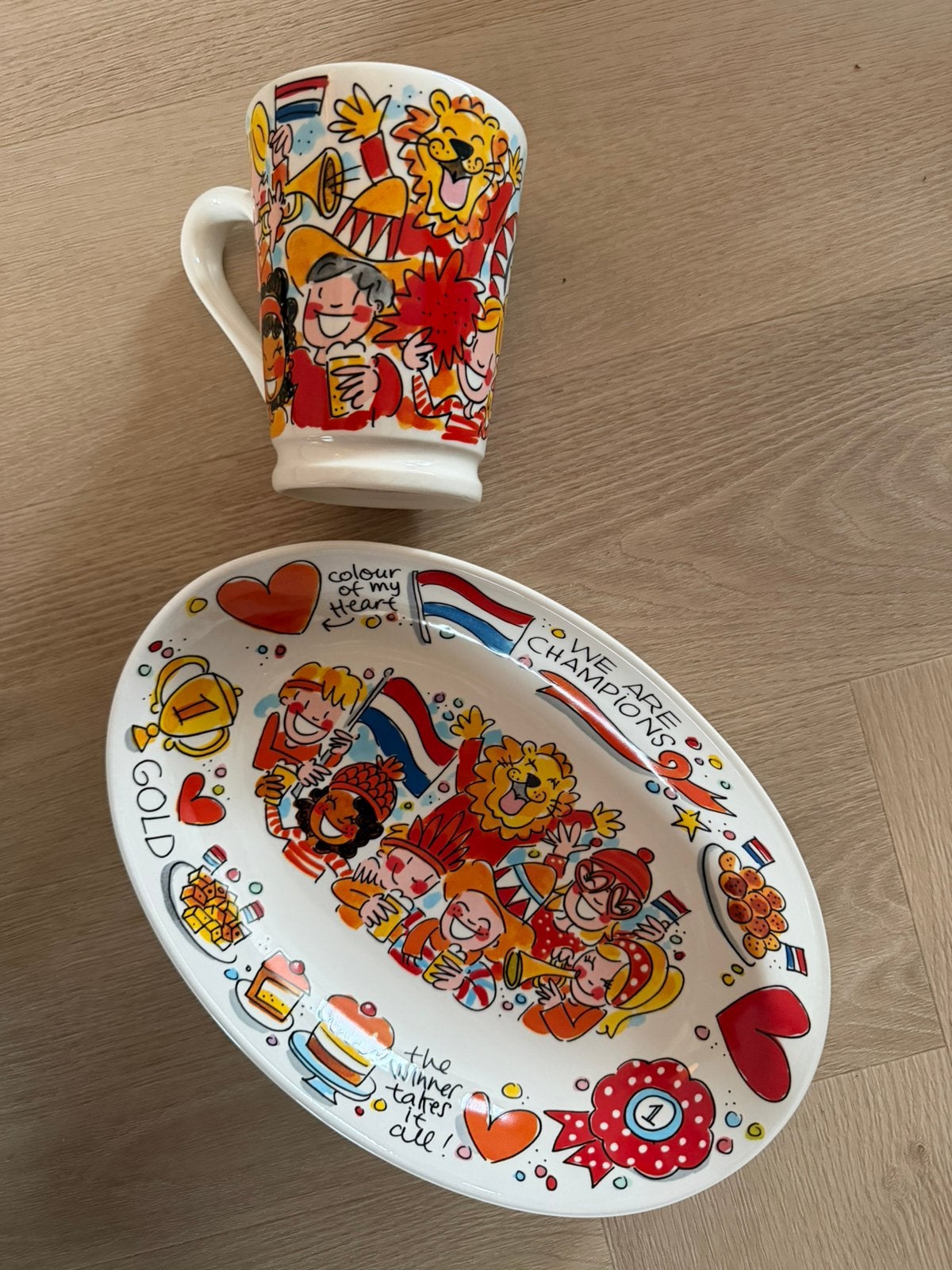 Blond Amsterdam EK WK oranje schaal en mok, Ophalen, Nieuw, Aardewerk, Kop(pen) en/of Schotel(s)