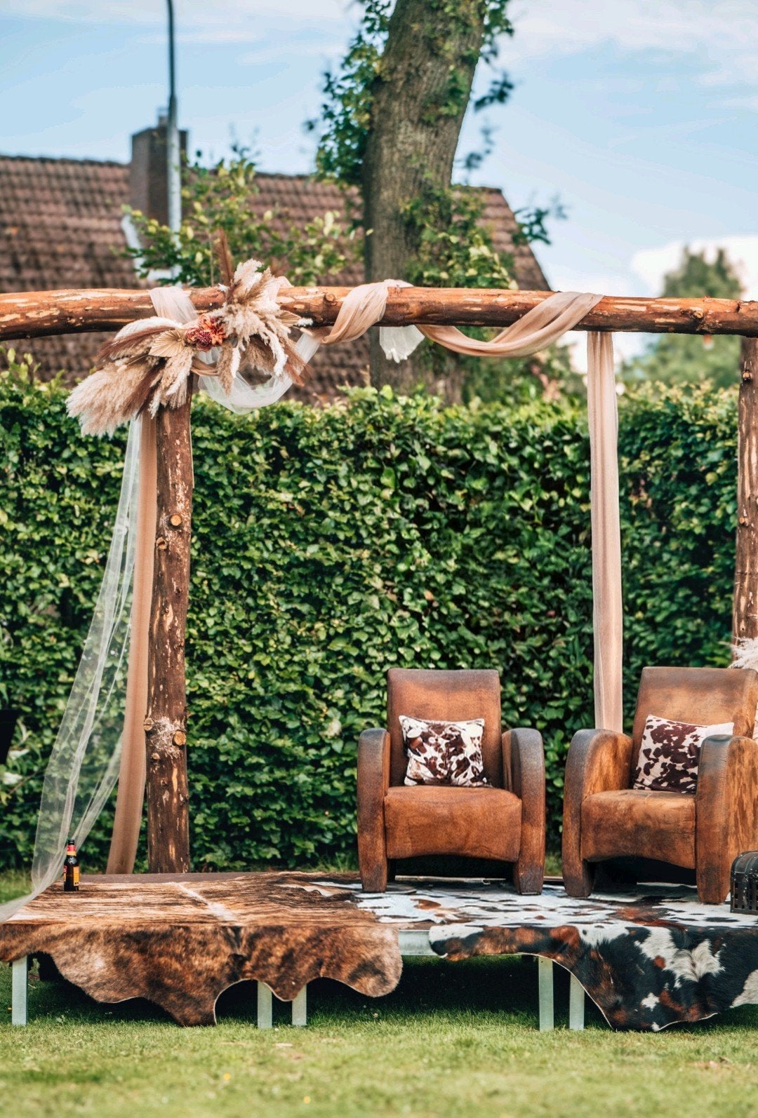 Bruiloft decoratie pakket: droogbloemen, kleden, tule, Ophalen