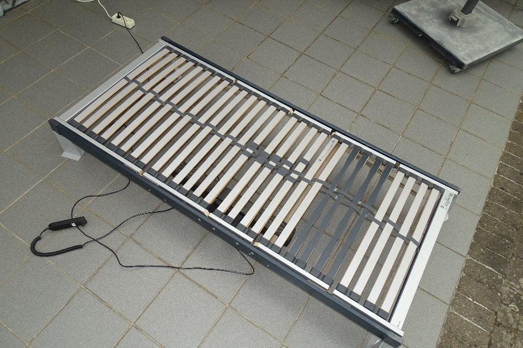 Electrisch verstelbare lattenbodems (2x) Bossflex, 90x200, Ophalen, Gebruikt, 90 cm, Eenpersoons