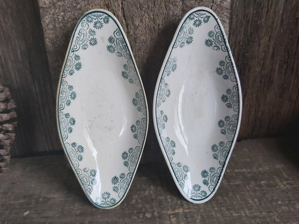 2 mooie oude ovale schaaltjes / raviers Sarreguemines Digoin, Ophalen of Verzenden