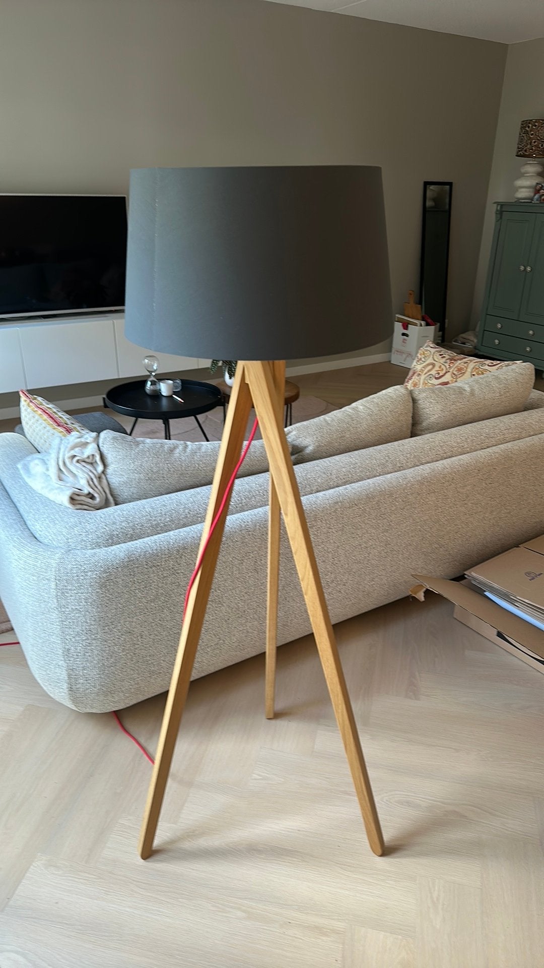 Staande woonkamer lamp, Ophalen, Zo goed als nieuw, Hout, 150 tot 200 cm