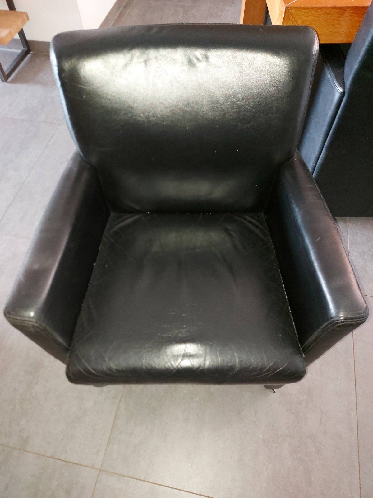 6 leren stoelen met parketwielen, Ophalen, Gebruikt, Zwart, Leer