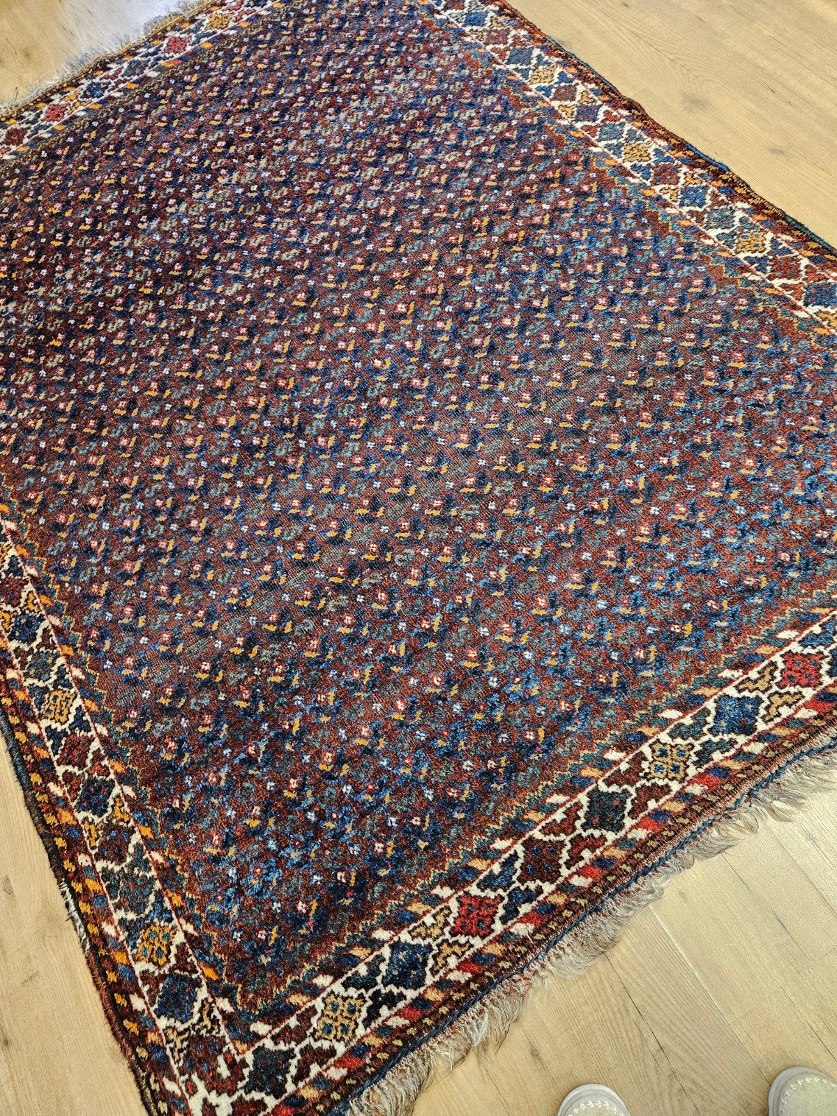 Vintage handgeknoopt perzisch tapijt qashqai 220x164, Info@SlatsAntiek.nl, Tweedehands, Perzisch, 150 tot 200 cm