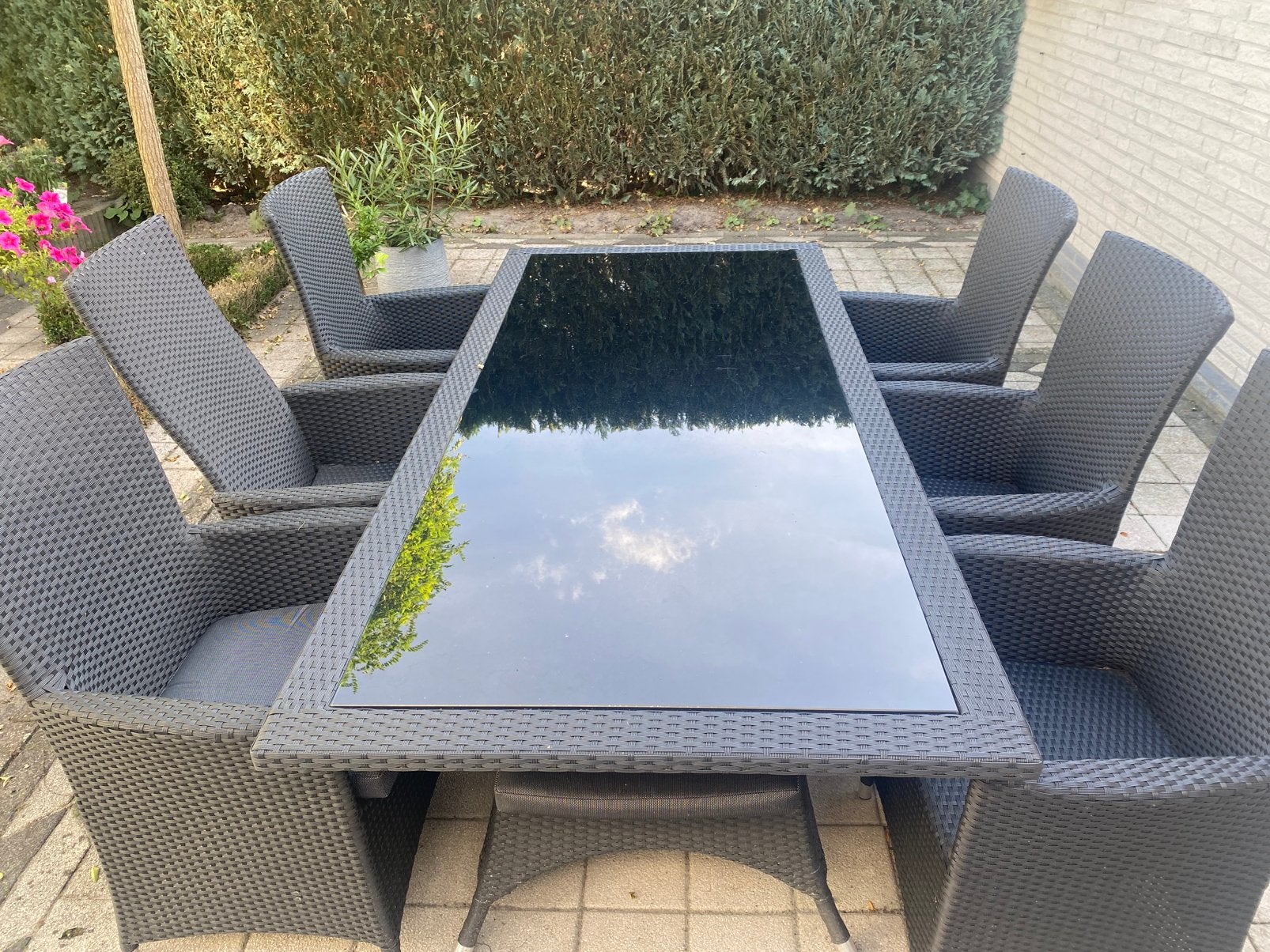 Antraciet tuinset, Tuin en Terras, Ophalen, Kunststof, Gebruikt, 6 zitplaatsen