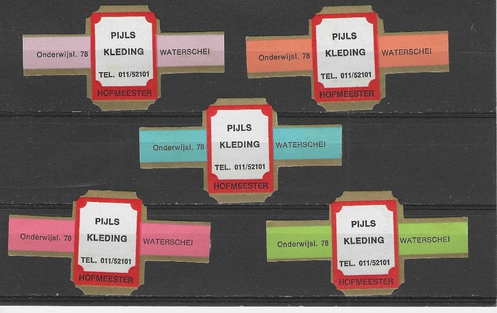 reeks  19  HOFMEESTER RECL.  1-5   sigarenbanden, Ophalen of Verzenden, Zo goed als nieuw, Sigarenbandjes