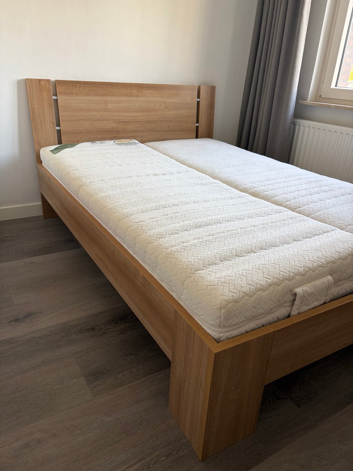 Houten bedframe 140x200cm met lattenbodems, Ophalen, Gebruikt, Tweepersoons, 140 cm
