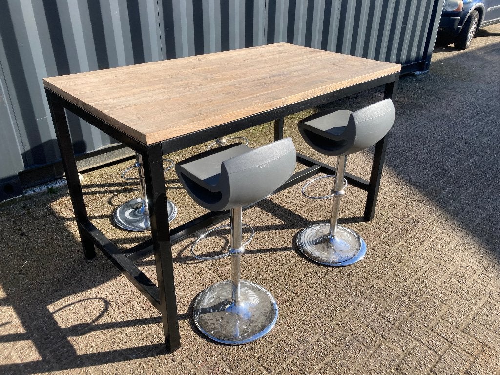 Tuinset met 4 Krukken | BARSET Teak | 90 x 160 cm, Ophalen, 4 zitplaatsen, Eettafel, Teakhout