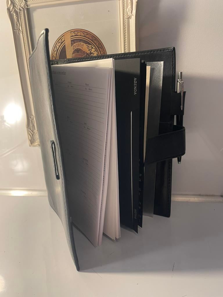 A5 Zwart Italiaans Leder Mint Agenda Planner Filofax size, Diversen, Ophalen of Verzenden, Zo goed als nieuw