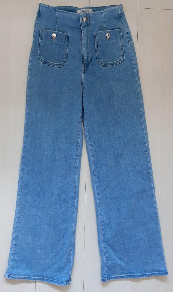 Wide leg jeans * Jewelly * Maat 38 * € 17, Ophalen, Zo goed als nieuw, Blauw, Overige jeansmaten