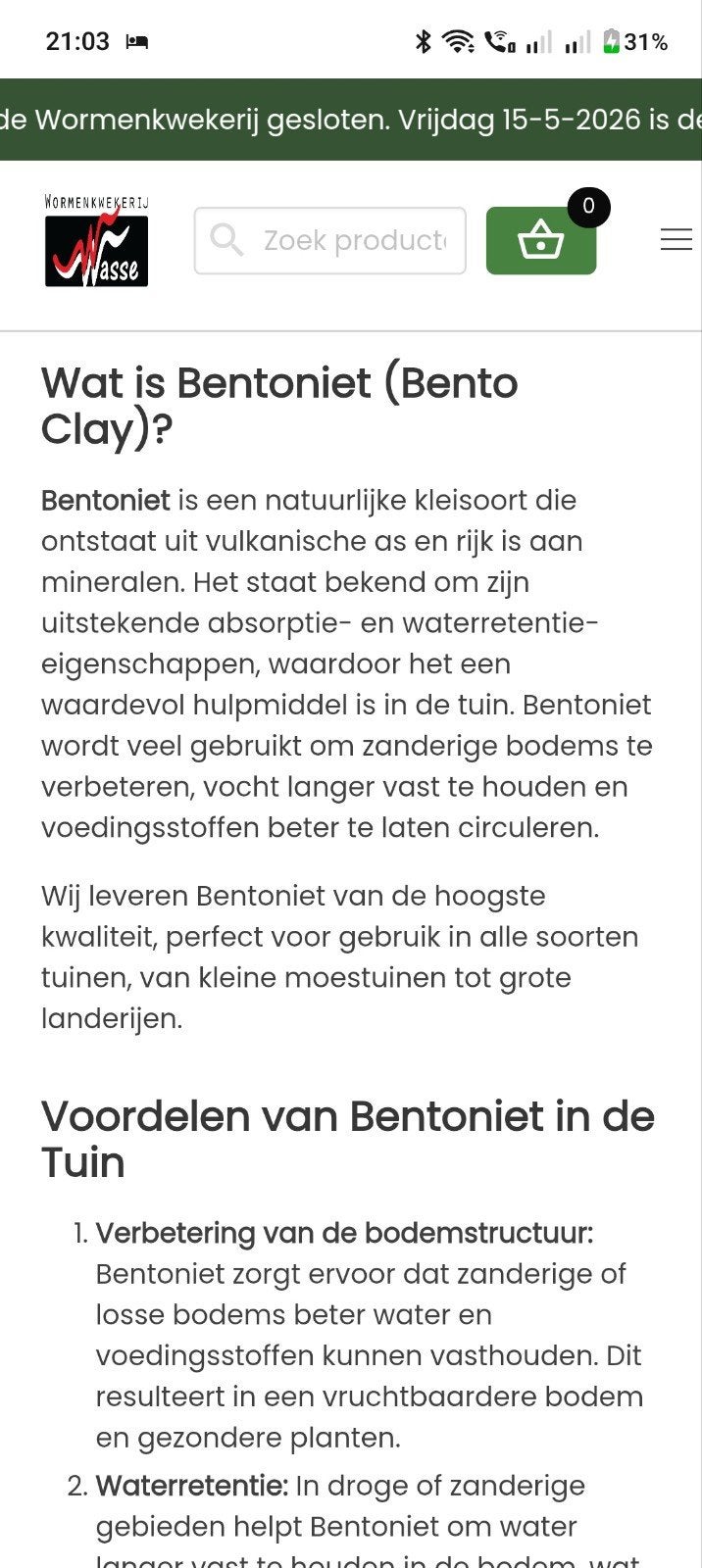 Bentoniet - zelf scheppen en afhalen, Ophalen, Tuinaarde
