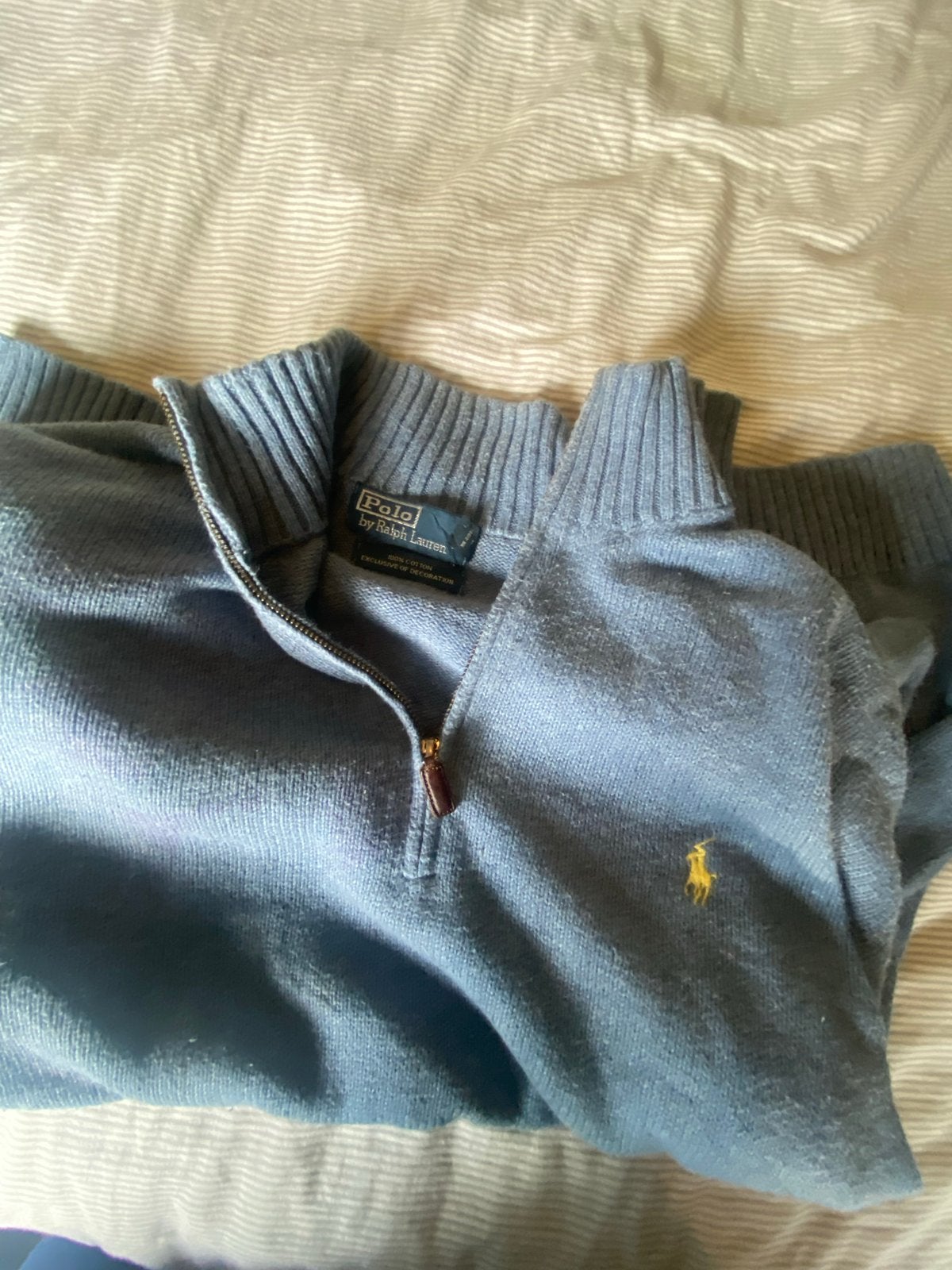 Polo Ralph Lauren trui met rits - Maat L, Ophalen of Verzenden, Gedragen, Maat 52/54 (L), Blauw