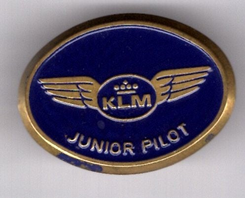 Junior KLM Skipper koper broche ( J_076), Verzenden, Zo goed als nieuw, Transport, Speldje of Pin