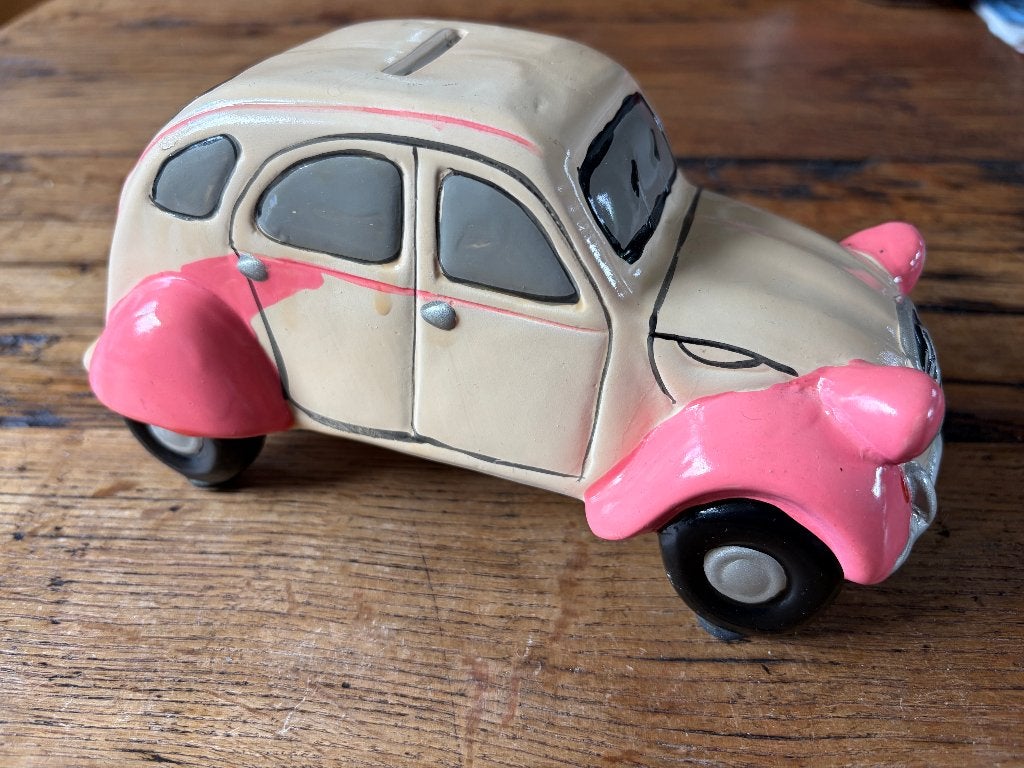 Citroen 2CV spaarpot, Ophalen of Verzenden, Zo goed als nieuw, Steen, Aardewerk of Keramiek, Vervoermiddel