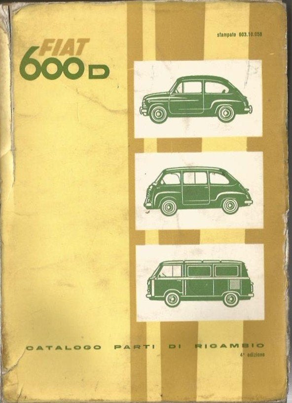 Fiat 600 D onderdelen boek carroserie 1963, Ophalen of Verzenden