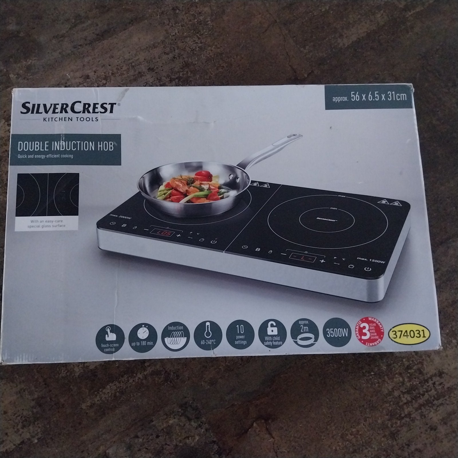SilverCrest Dubbele Inductiekookplaat 3500W, Ophalen, 3 kookzones of minder, Zo goed als nieuw, Inductie