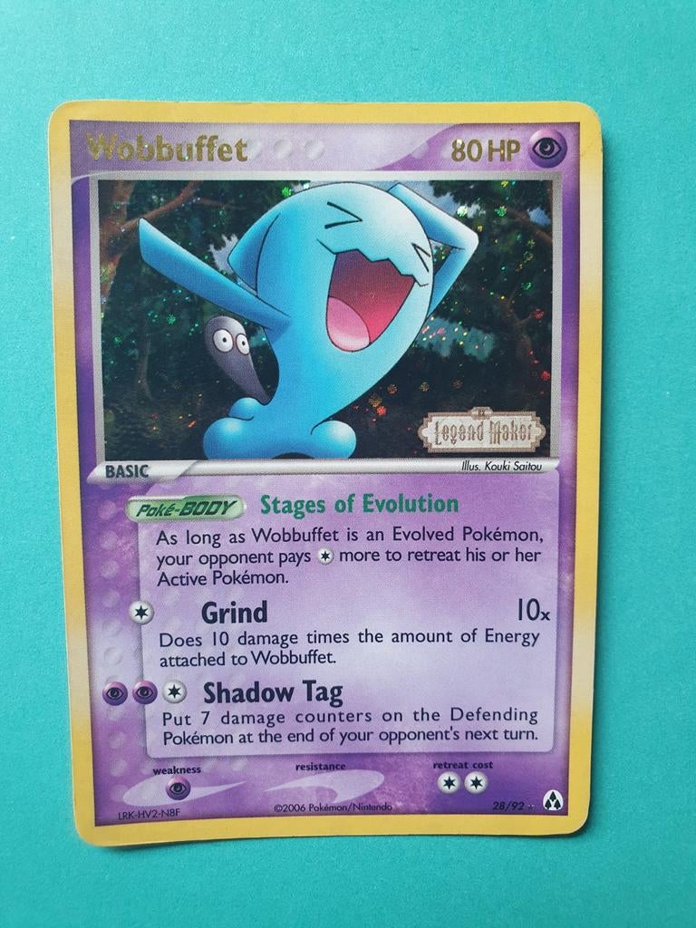 Wobbuffet 28/92 legend maker holo pokemon kaart, Ophalen of Verzenden, Gebruikt