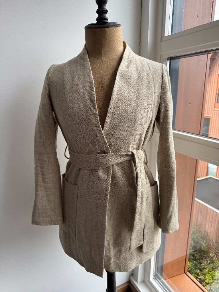 Zara colbert met ceintuur, maat S, Beige, Ophalen of Verzenden, Zo goed als nieuw, Jasje