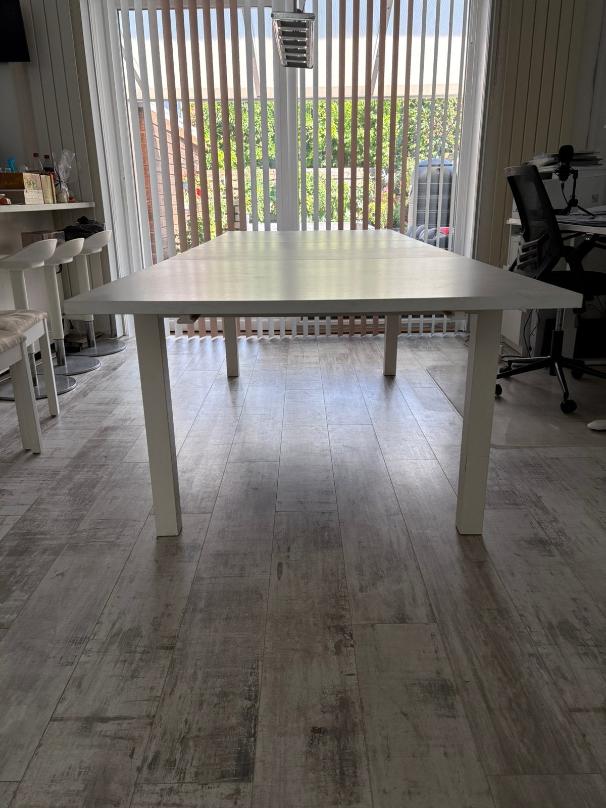 Uitschuifbare eettafel wit., Ophalen, 200 cm of meer, 50 tot 100 cm, Zo goed als nieuw