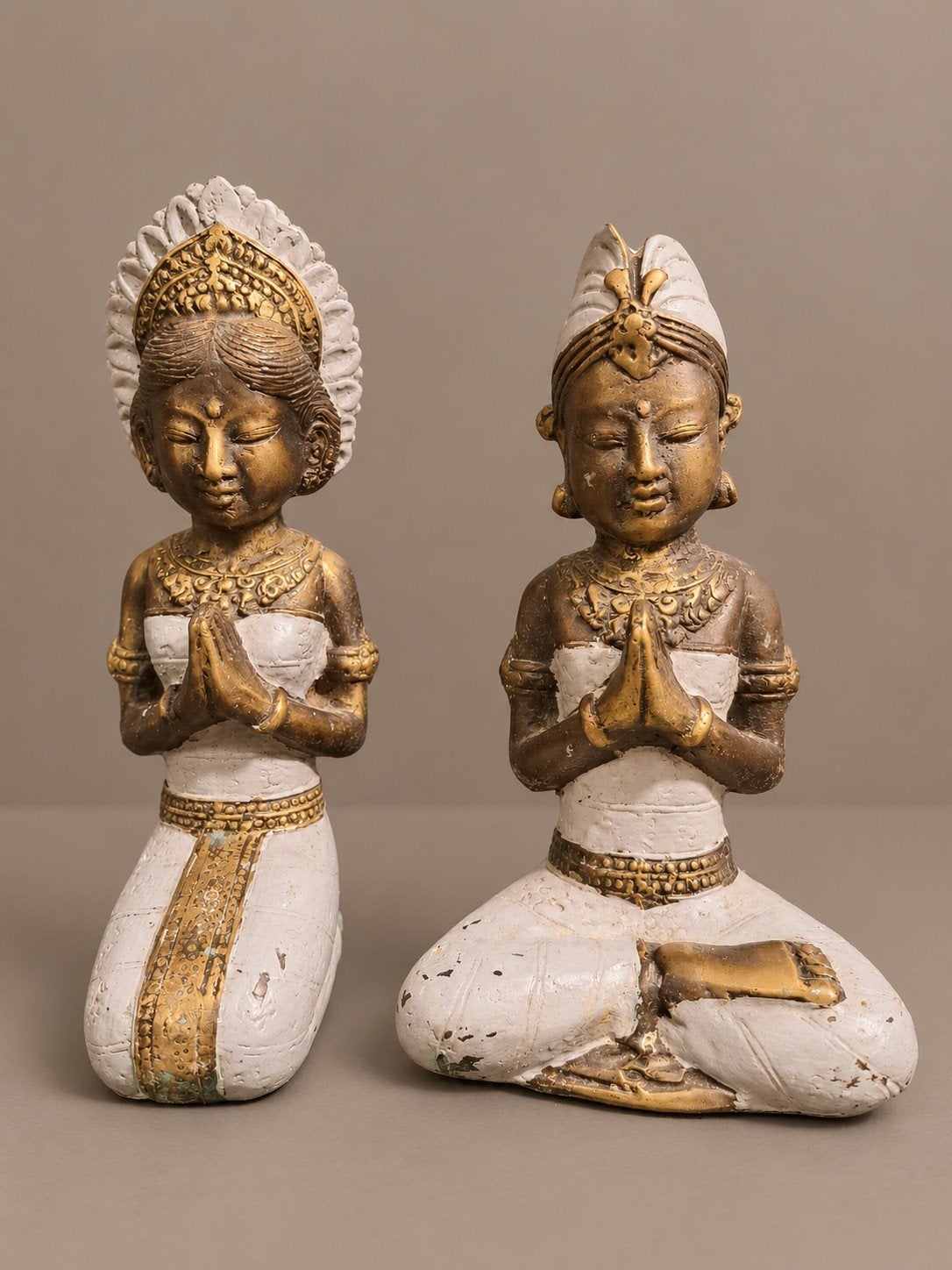 Stel bronzen Loro Blonyo beelden uit Bali, circa 1970, Antiek en Kunst, Ophalen of Verzenden