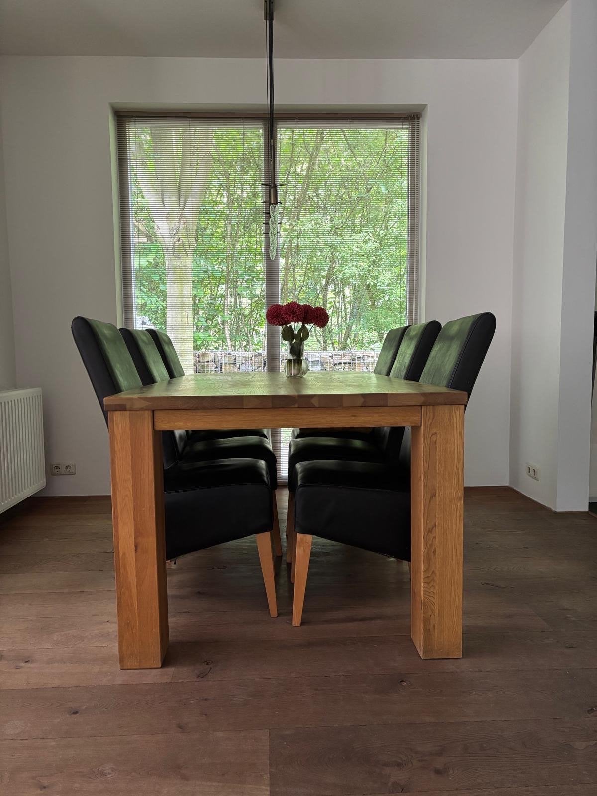 Uitschuifbare eettafel 100x200 (tot 290) met 6 stoelen, Huis en Inrichting, Tafels | Eettafels, Ophalen, Gebruikt, Eikenhout, 200 cm of meer