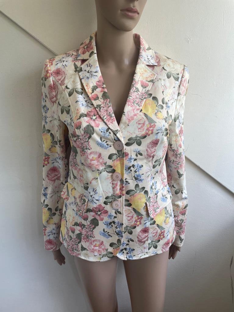 Uta Raasch blazer bloemen maat 40 roze geel blauw, Maat 38/40 (M), Meerkleurig, Ophalen of Verzenden, Zo goed als nieuw