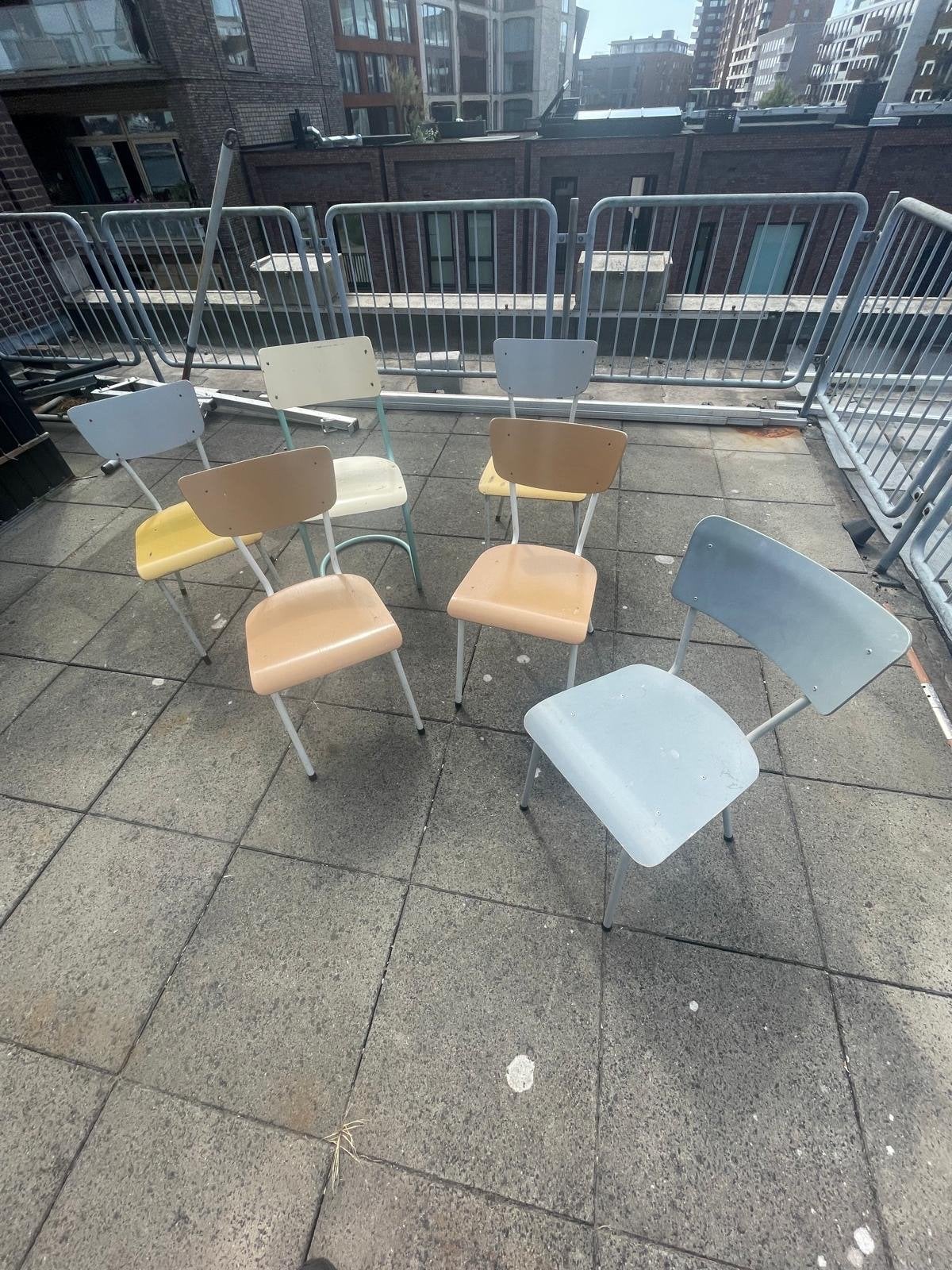 Set van 6 vintage schoolstoelen (Rawi), Ophalen, Gebruikt, Overige kleuren, Vijf, Zes of meer stoelen