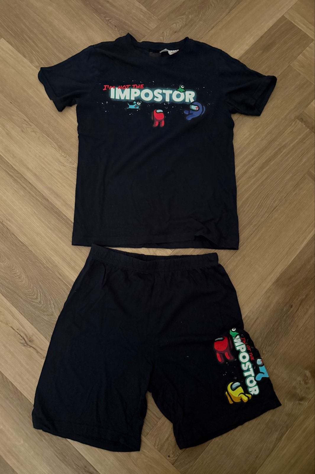 Among Us Pyjama Set - T-shirt en Korte Broek maat 146/152, Ophalen of Verzenden, Zo goed als nieuw, Jongen of Meisje