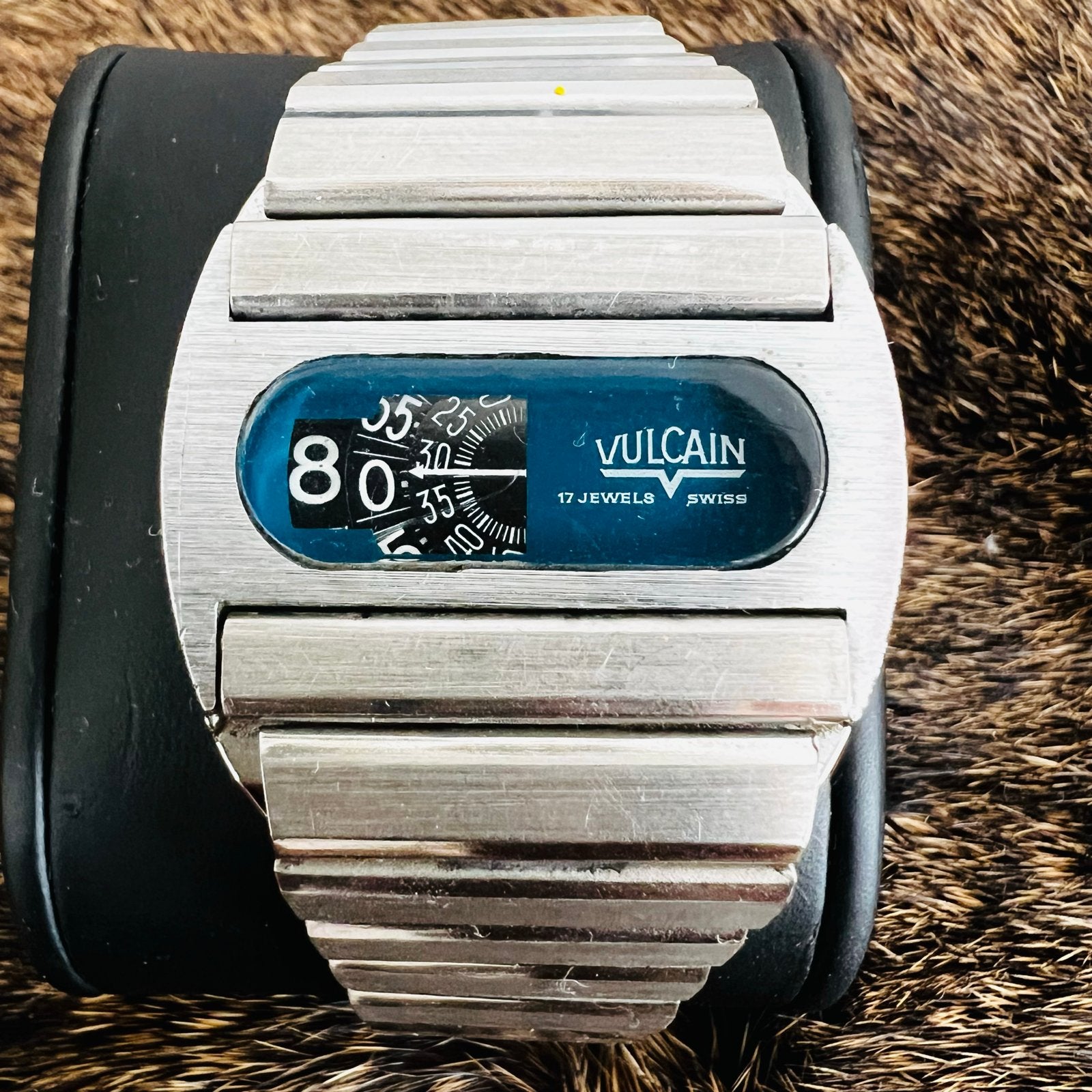 Vintage Vulcain Jump Hour Polshorloge - Jaren '70, Overige merken, Staal, Met bandje, Polshorloge