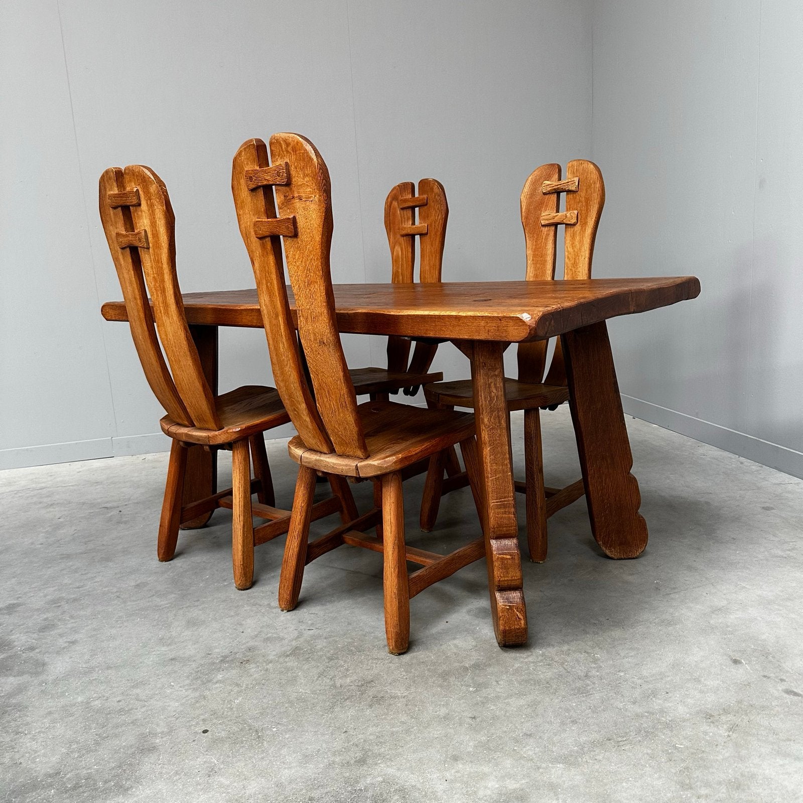 De Puydt tafel en stoelen eiken vintage jaren 60 design, Ophalen