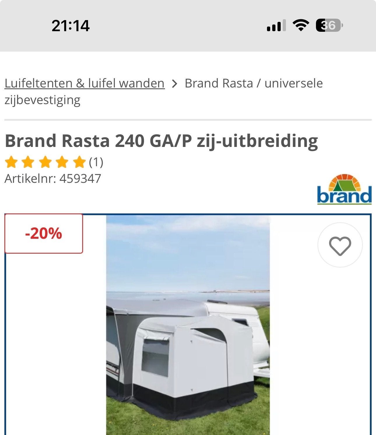 GEZOCHT: Brand Rasta 240 GA/P zij-uitbreiding, Ophalen of Verzenden, Gebruikt